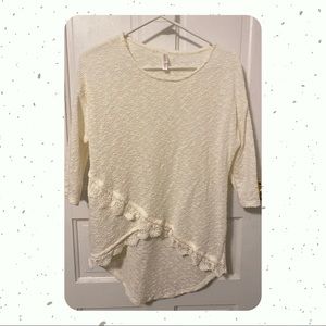 Ivory Lightweight Sweater - Asymmetrical Front